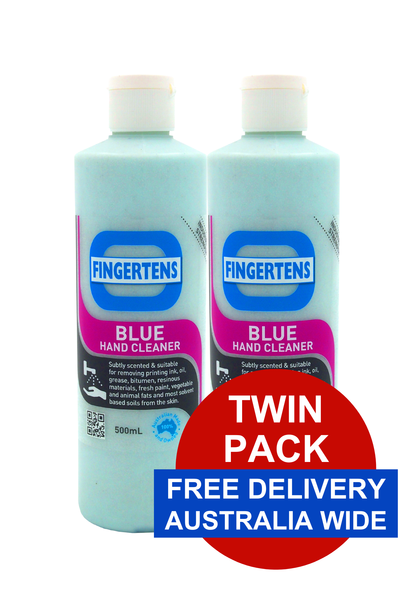 Fingertens Blue Heavy Duty Hand Cleaner 500 mL | Twin Pack