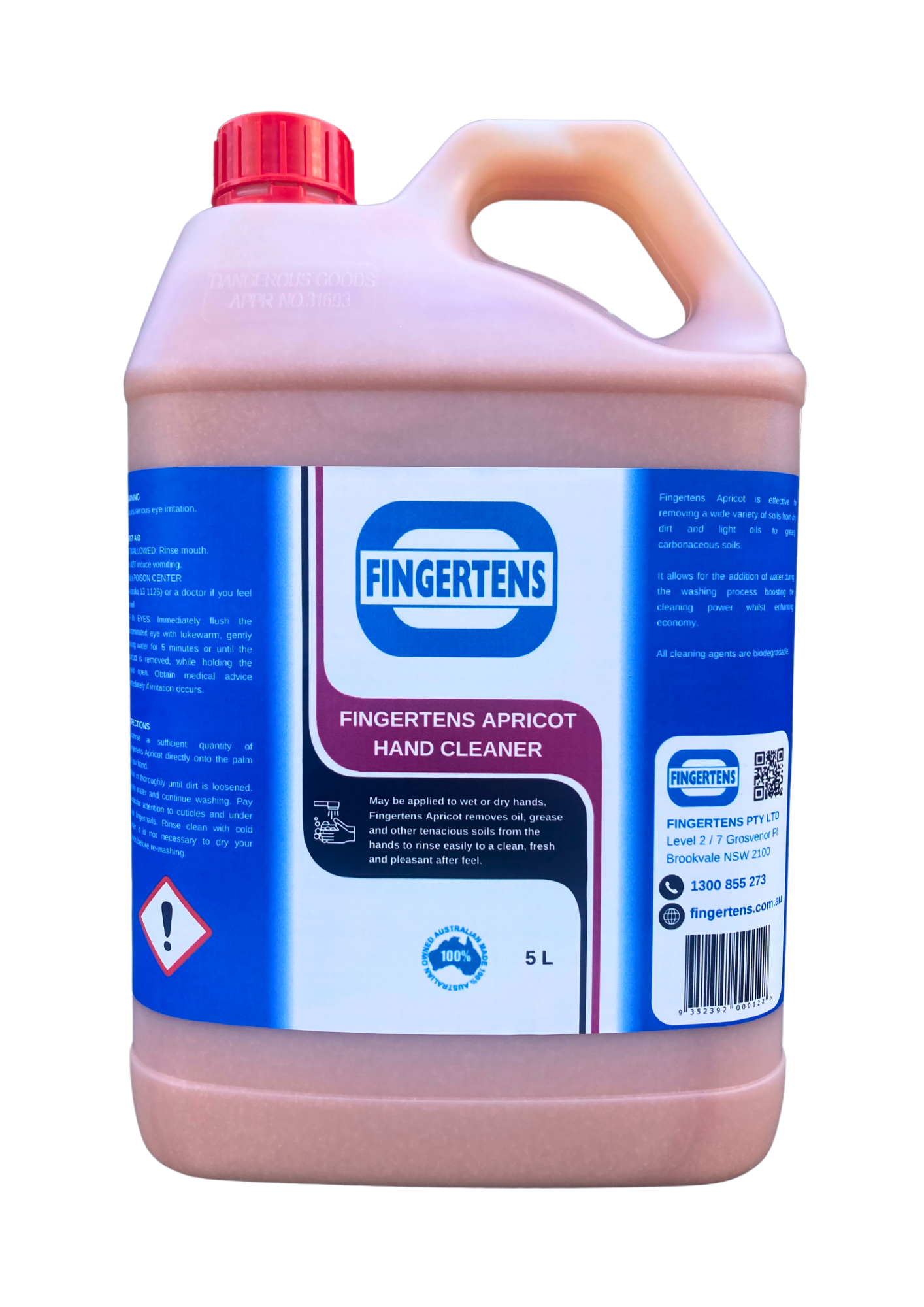 Fingertens Apricot Heavy Duty Hand Cleaner | 5 Litre Bottle