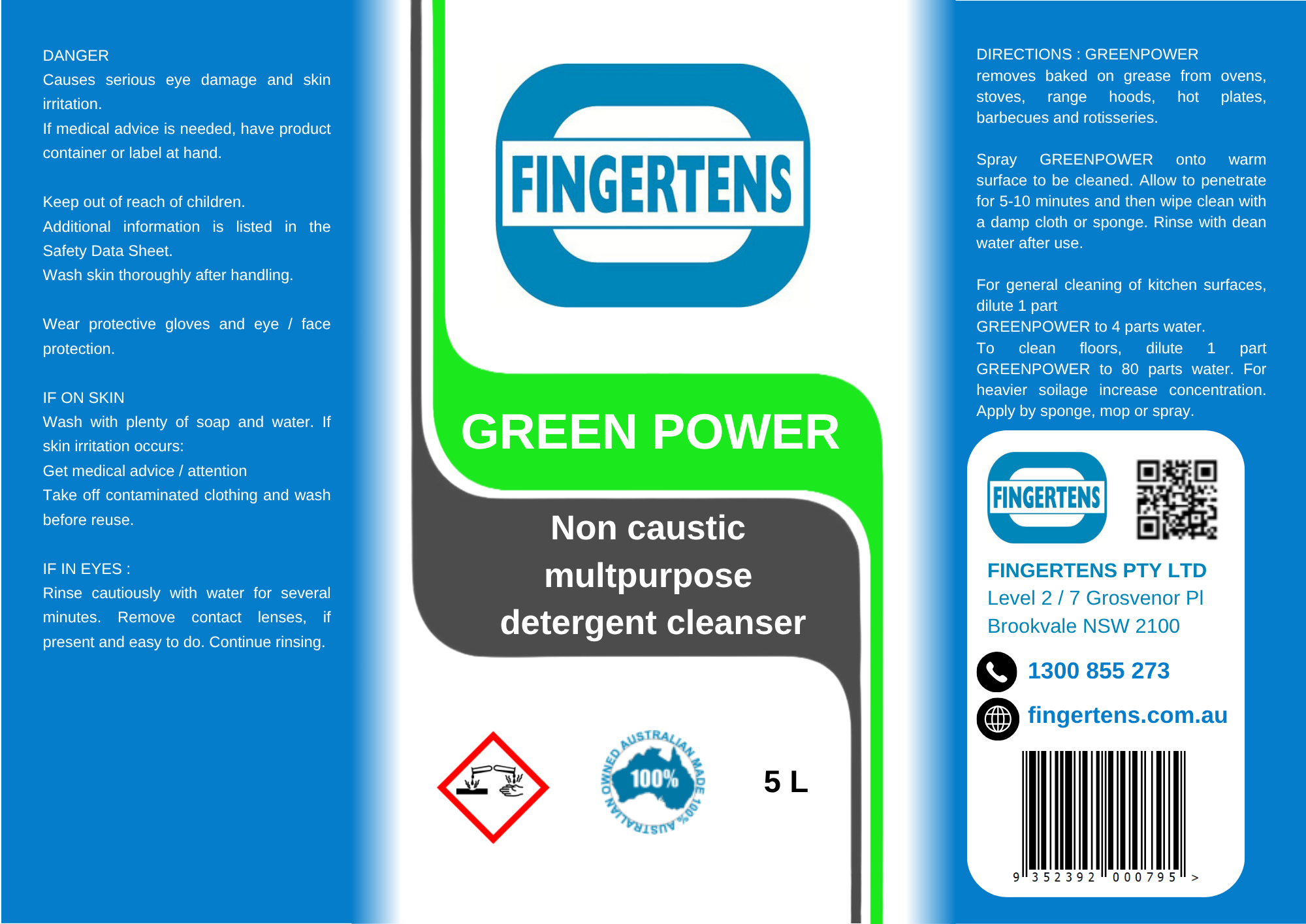 Green Power Caustic Free Oven & Grill Cleaner / Multi-Purpose Cleaner 5 L