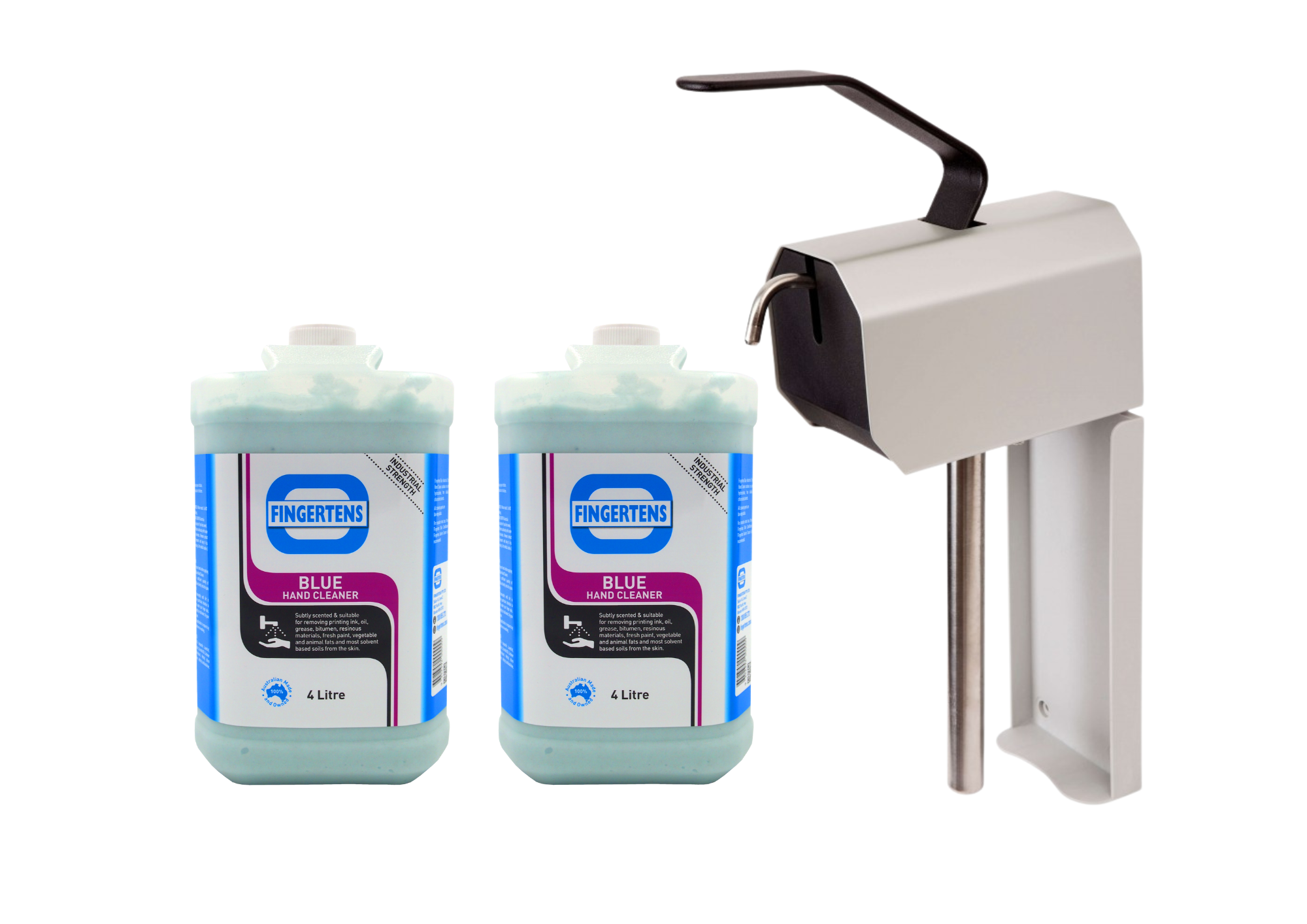 Fingertens Blue Heavy Duty Hand Cleaner Starters Pack 2 x 4 Litre Bottle + Arjem Dispenser