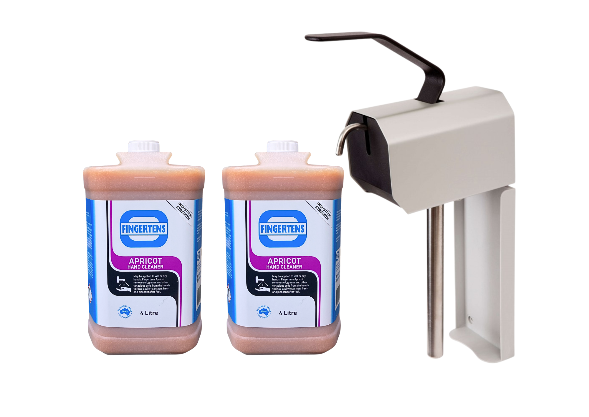 Fingertens Apricot Heavy Duty Hand Cleaner Starters Pack 2 x 4 Litre Bottle + Arjem Dispenser